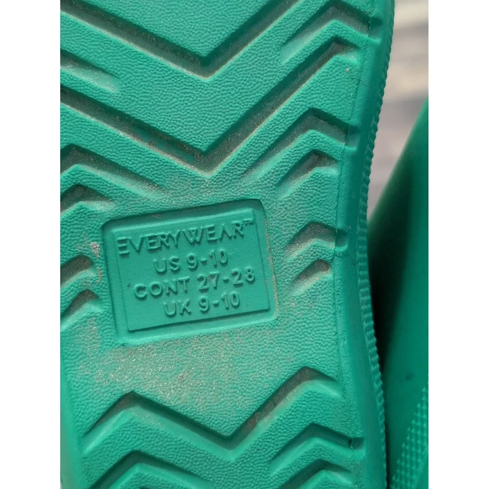 Totes Everywear Kids Rain Boots Green Waterproof Rubber Pull On Size 9-10